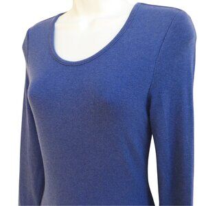 Marine Layer Blue Long Knit Dress Long Sleeve Micro Ribbed Scoop Spandex S